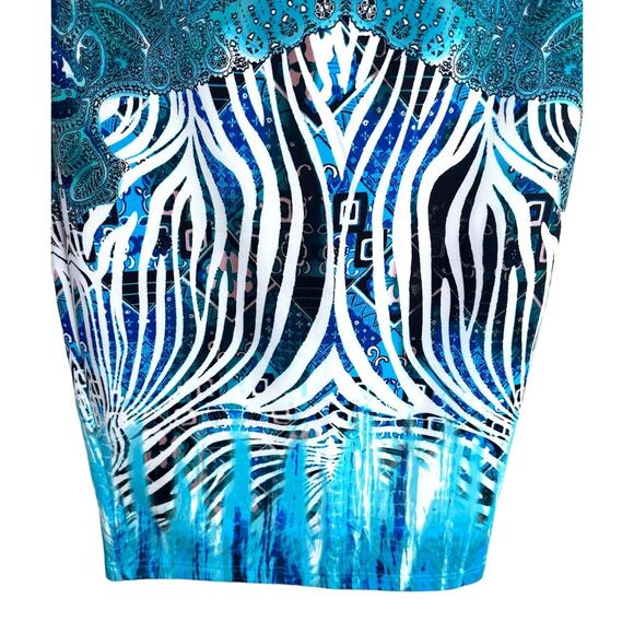 Bebe Midi Skirt Scuba Knit Pencil Straight Jupe Paisley Animal Print Y2K Medium - Picture 3 of 12